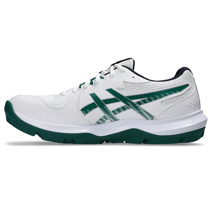 Asics GEL Peake 3 Cricket Shoes White Dark Teal @Side View 2