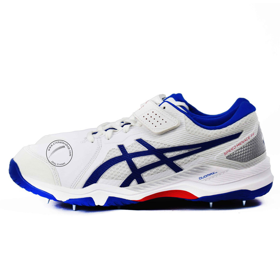 Asics GEL Speed Menace FF White /Tune Blue Cricket Shoes @ Side View