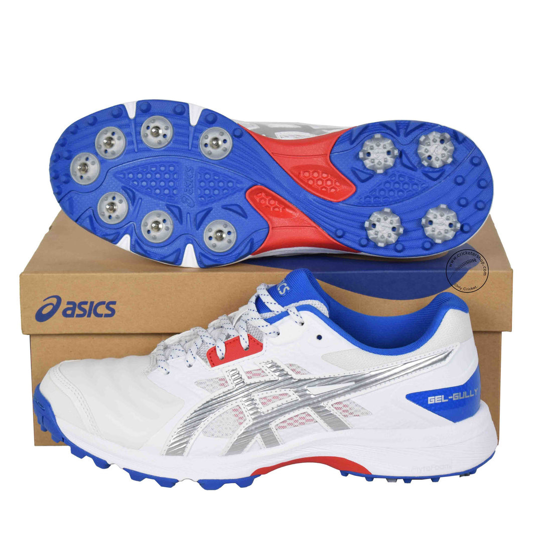 Asics Gel Gully 7 White Silver Cricket Shoes @ Composite View