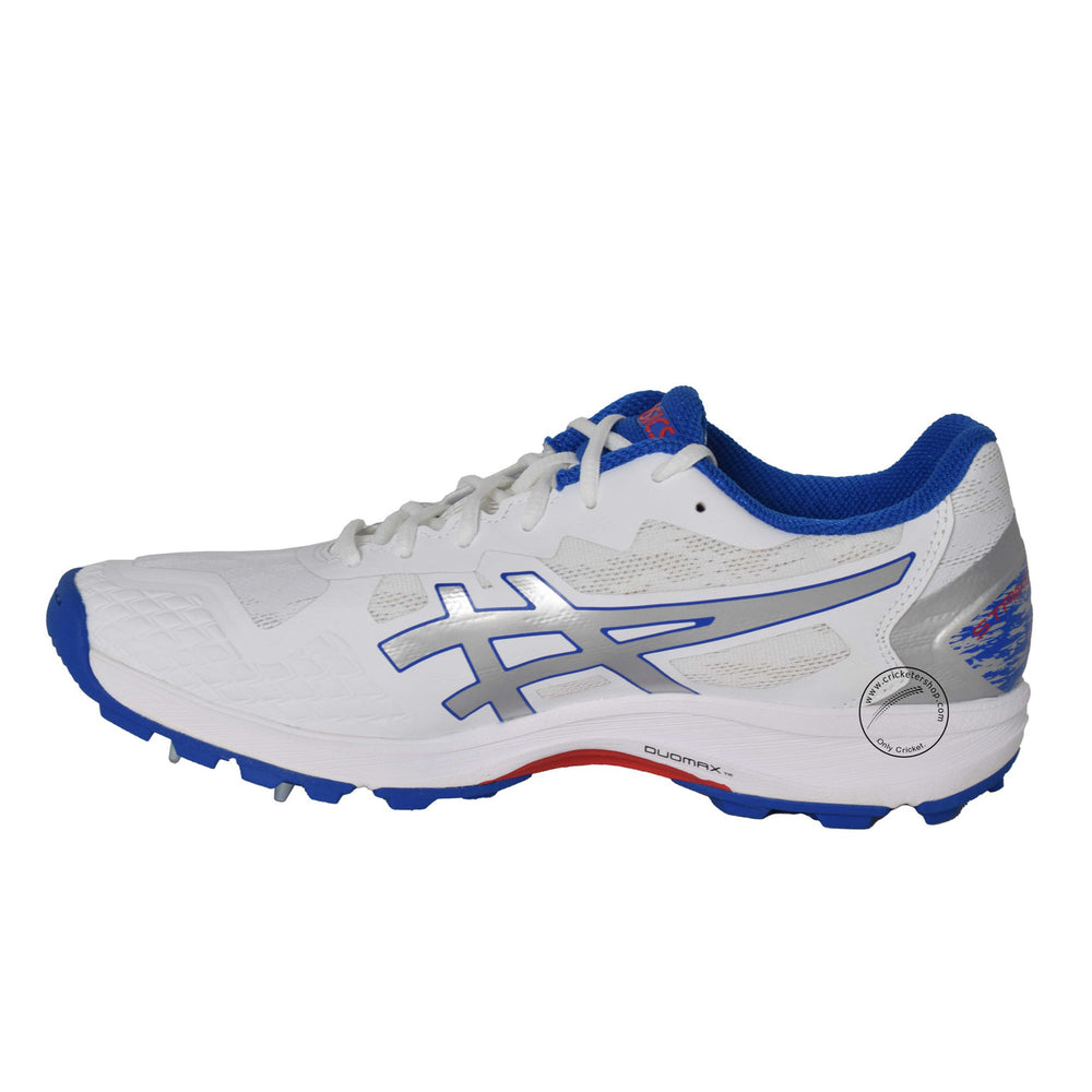 Asics Strike Rate FF White Pure Silver Cricket Shoes @ Side View