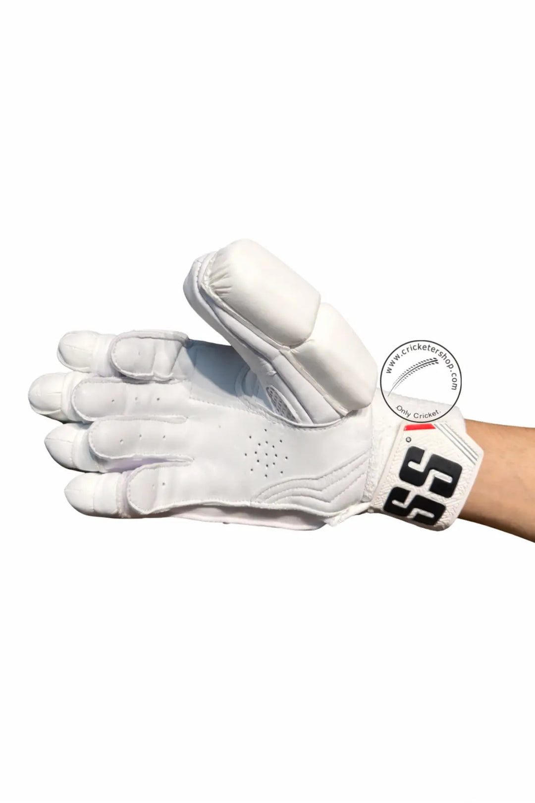 SS Super Test White Red Cricket Batting Gloves Adult Size