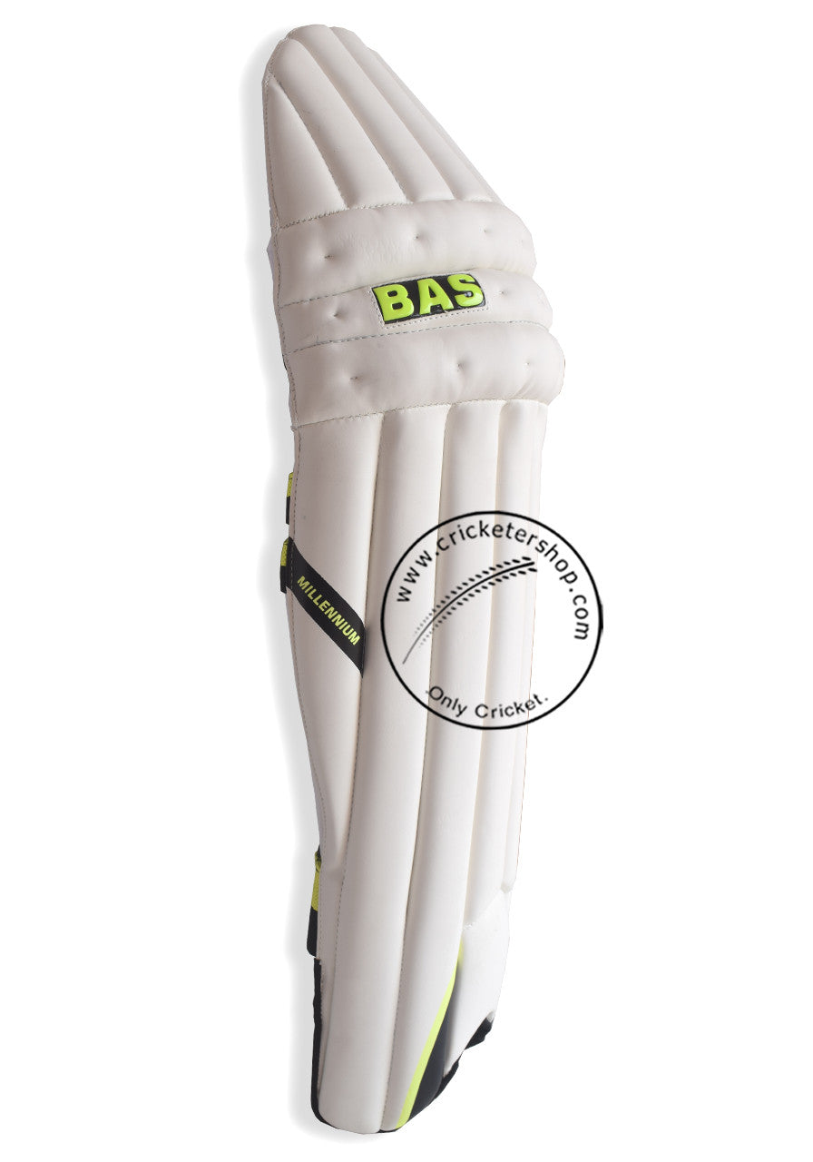 Bas Vampire Millennium Cricket Batting Leg Guard Pads Mens Size @ Side View