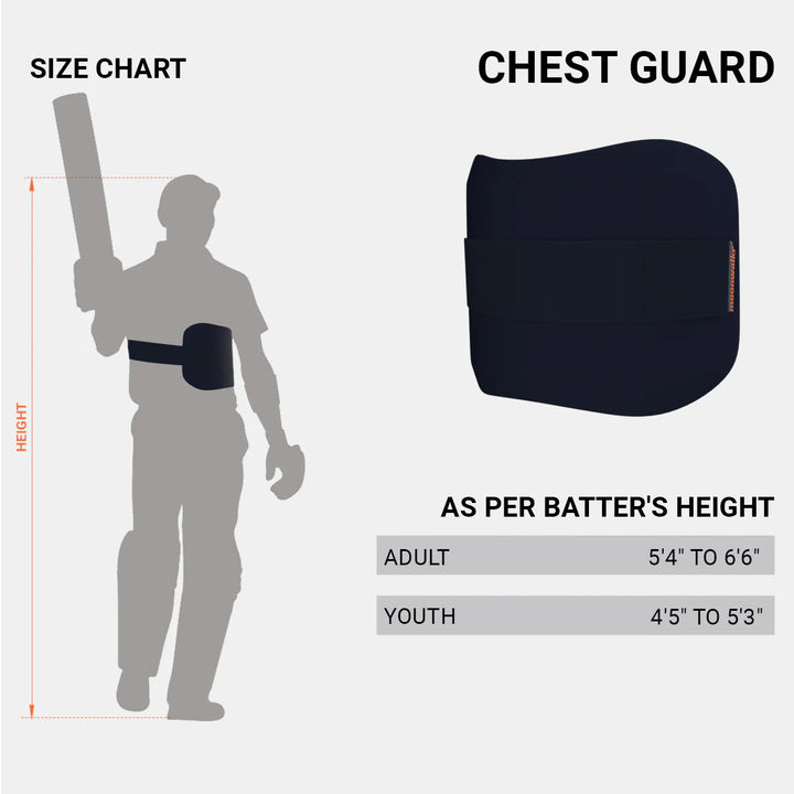 Moonwalkr Cricket Batting Chest Guard Blue Mens Size @ Size Chart