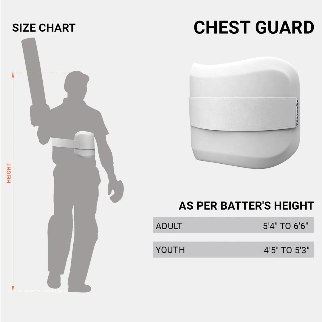 Moonwalkr Cricket Batting Chest Guard White Mens Size  @ Size Chart View 1