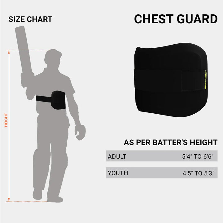 Moonwalkr Cricket Batting Chest Guard Black Size @ Size Chart View