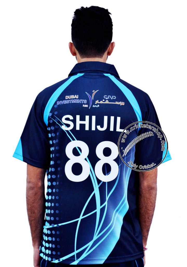 Customized Coloured Short Sleeves Cricket Jersey Design 1 @ T Shirt View 1