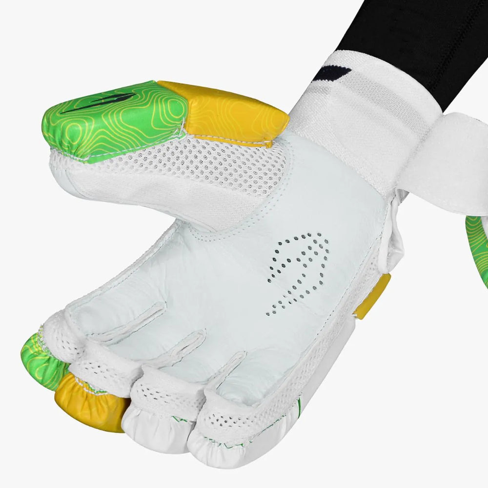 DSC Attitude Green Yellow Cricket Batting Gloves @ Right Back View 2