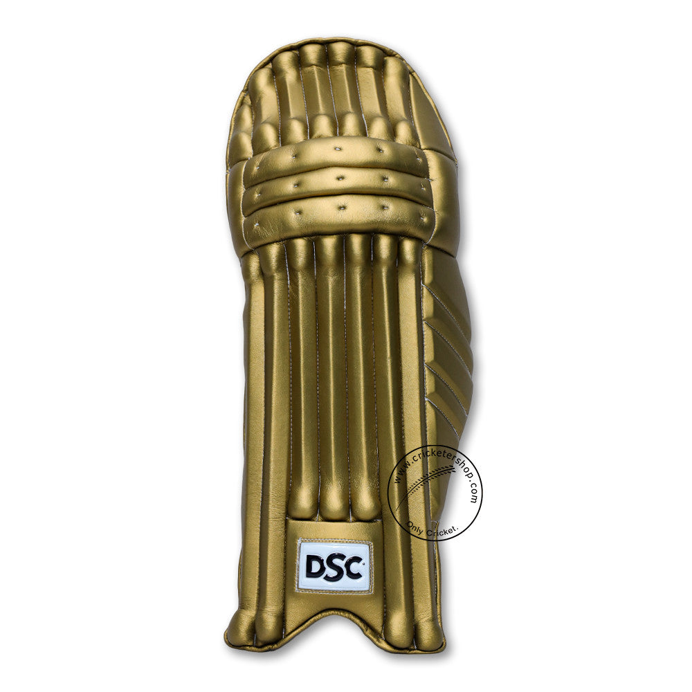 DSC Condor Flite Golden Colored Cricket Batting Pads Leg Guard Mens Size @ Front View