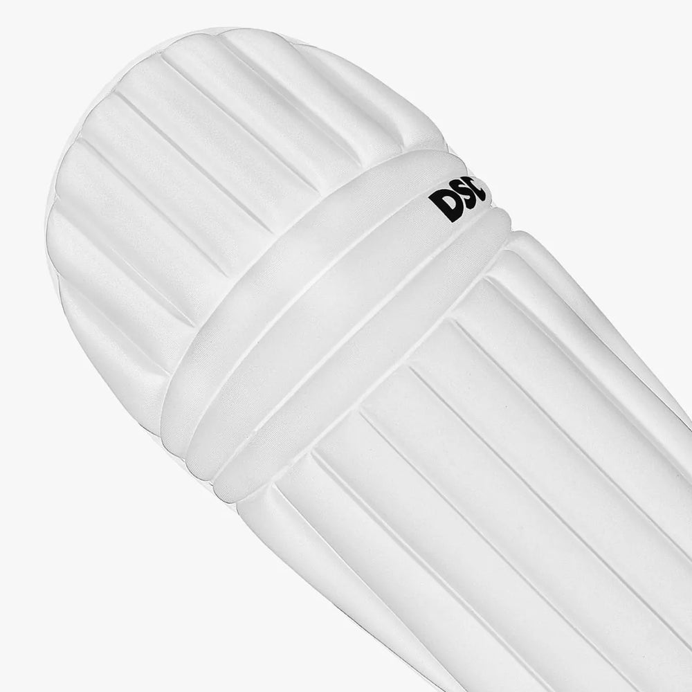 DSC Flex lite Cricket Batting Leg Guard Pads White @ Front View