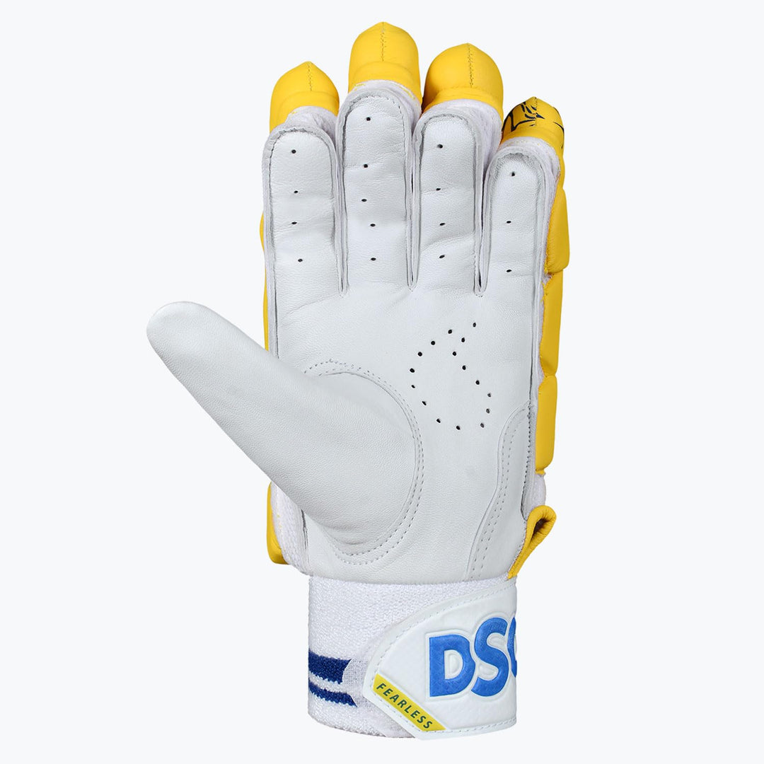 DSC Flite 20/20 Yellow Cricket Batting Gloves Size @ Right Front View