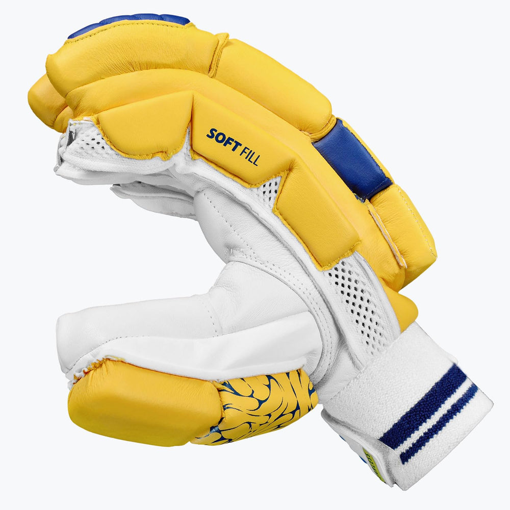 DSC Flite 20/20 Yellow Cricket Batting Gloves Size @ Side View