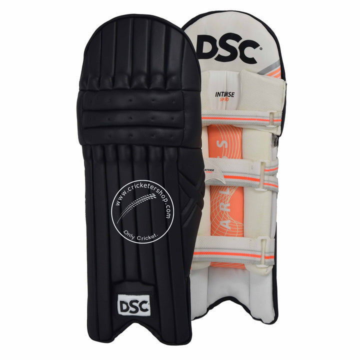 DSC Intense Speed Black Cricket Batting Leg Guard Pads @Composite View