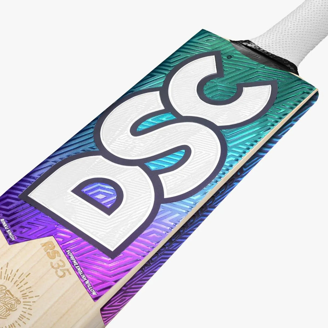 DSC Rinku Singh RS 35 (God's Plan) English Willow Cricket Bat Size@front view2