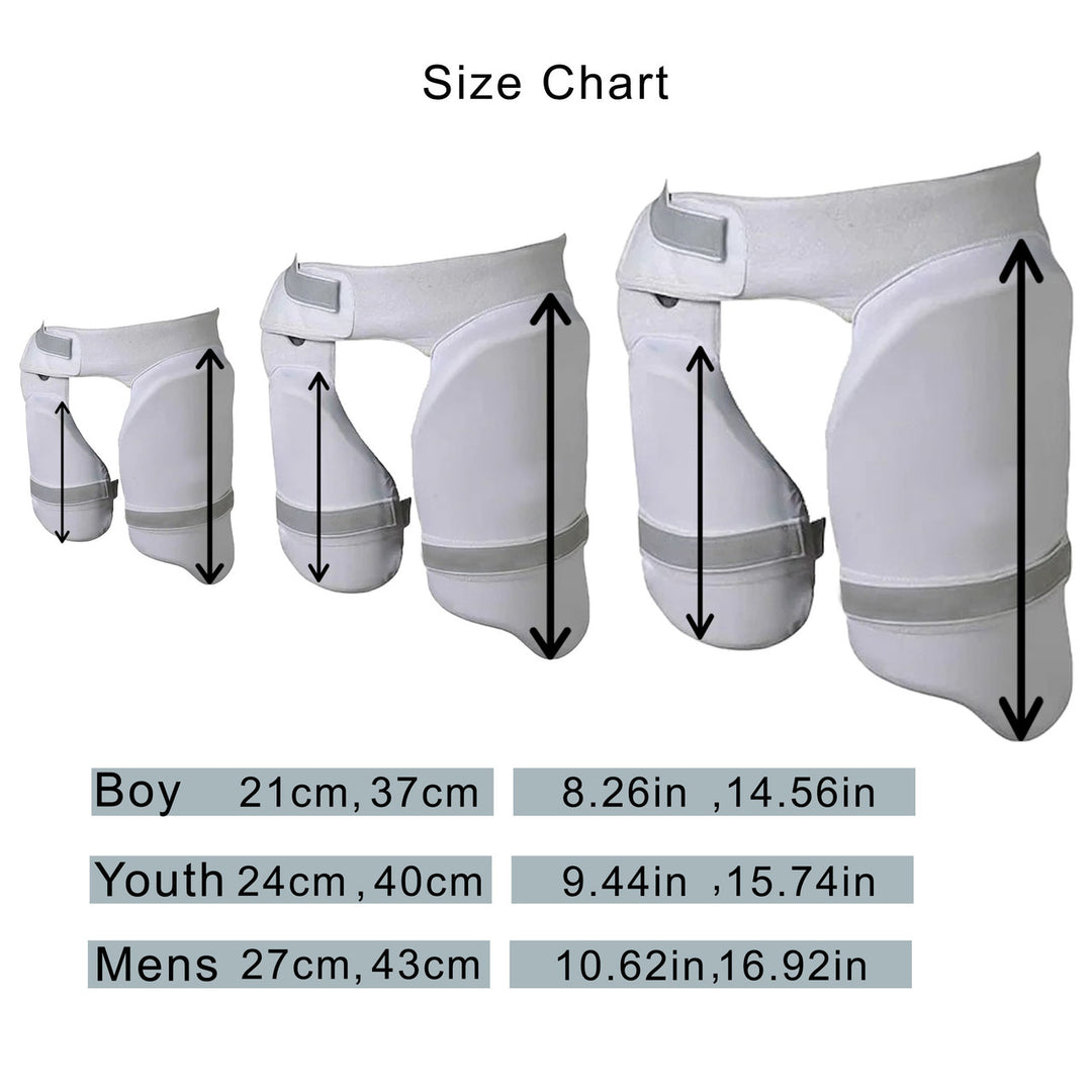 SS Aerolite Cricket Batting Combo Thigh Guard @cricketershop.com @ Size Chart View