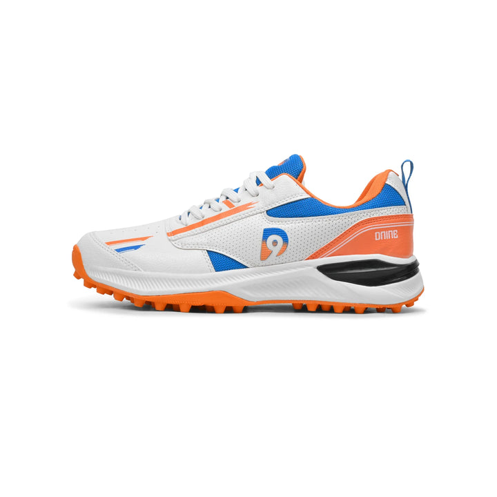 Dnine Blaster 1 Rubber Stud White Orange Diva Blue Cricket Shoes @ Side View