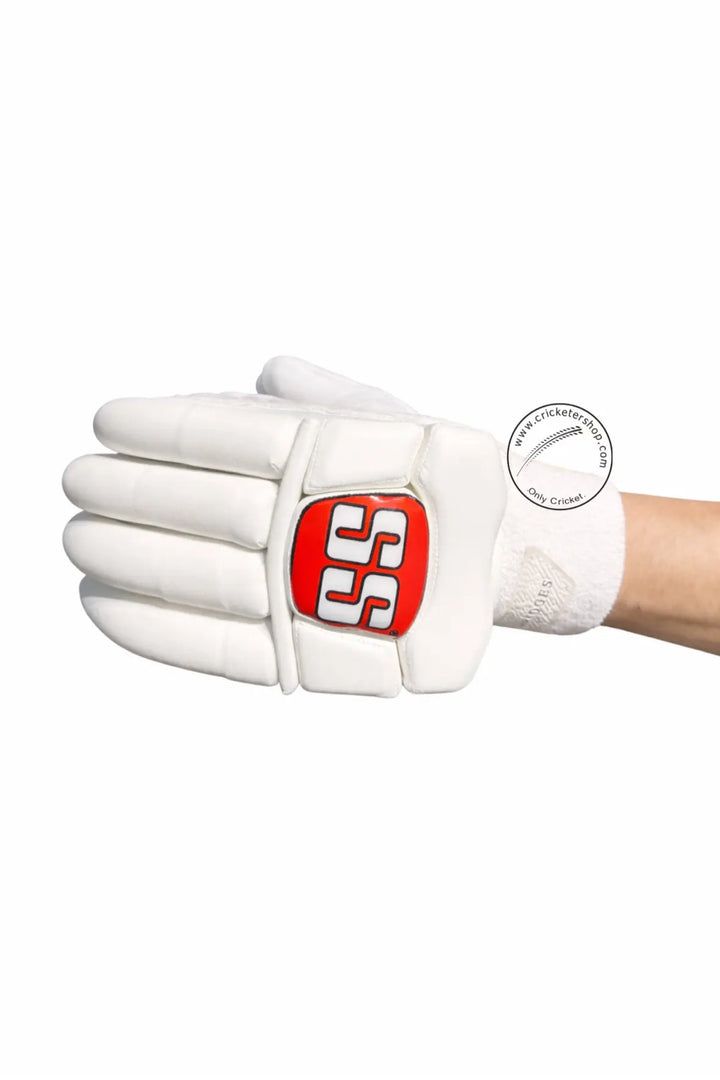 SS Super Test White Red Cricket Batting Gloves Adult Size