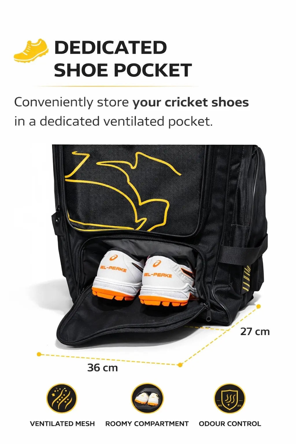 Gortonshire Stallion Pro Cricket Duffle Kit Bag With Wheels@front view8