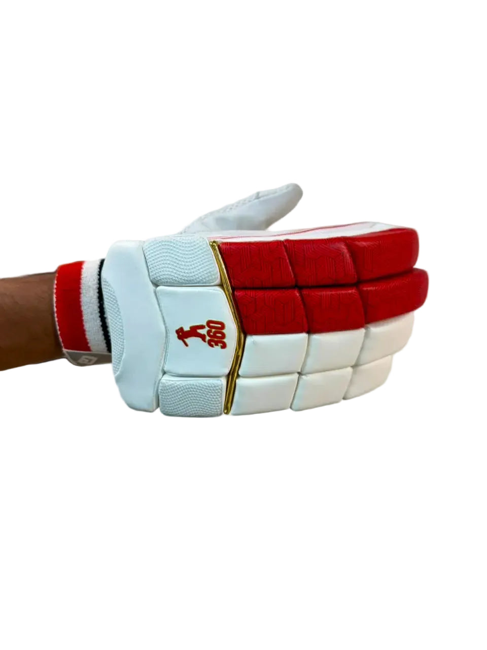 EM 360 Bold Cricket Batting Gloves Mens Size @ Left Back View