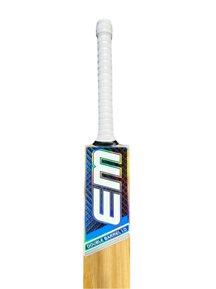 EM Double Barrel 1.0 Tennis Kashmir Willow Cricket Bat Size SH@front view 6