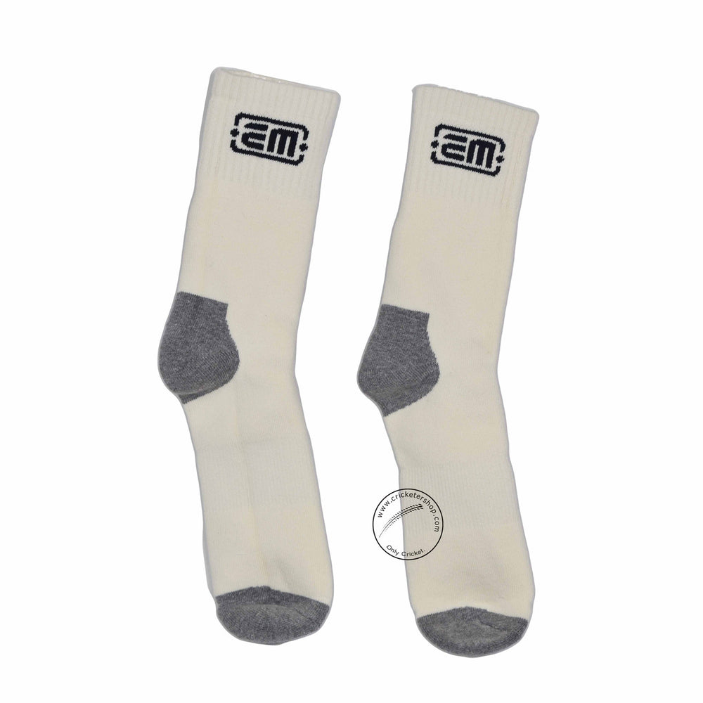 EM Off White Crew Cricket Socks @ Side Socks