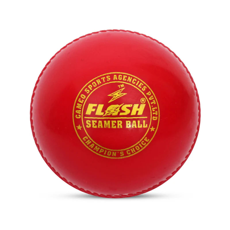 Flash Seamer Cricket Ball Red @ Side View