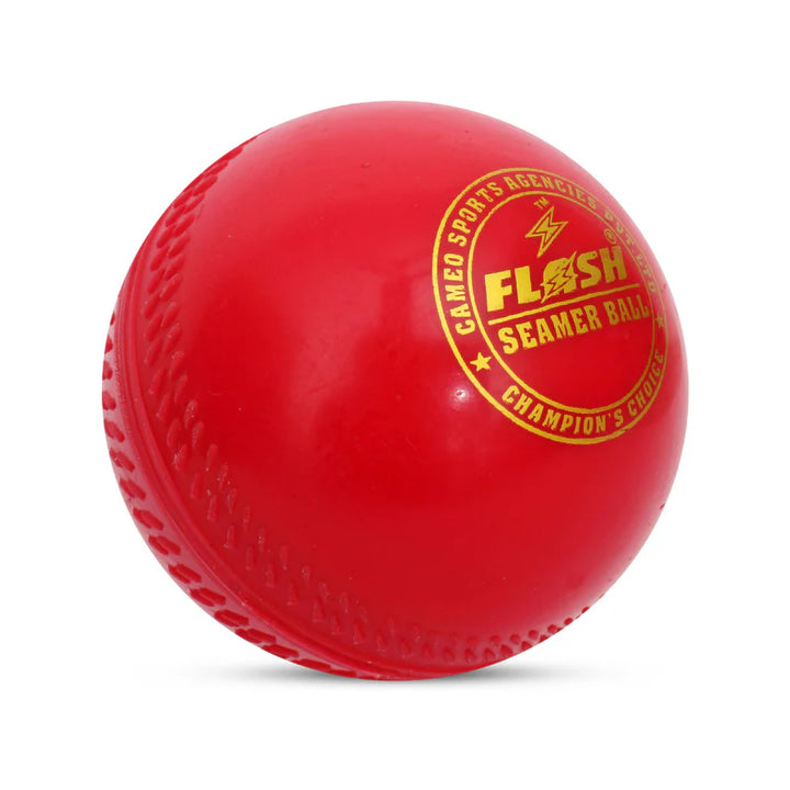 Flash Seamer Cricket Ball Red @ Side View 2