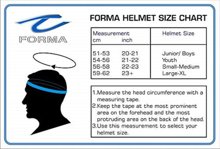 Forma County Mst Grill Cricket Helmet @ Size Chart