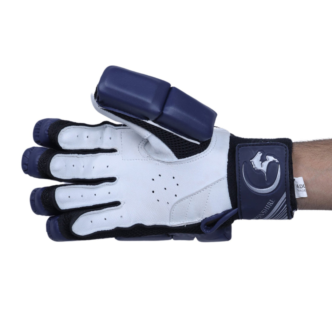 Gortonshire Shield Navy Blue Cricket Batting Gloves Mens Size@Right View