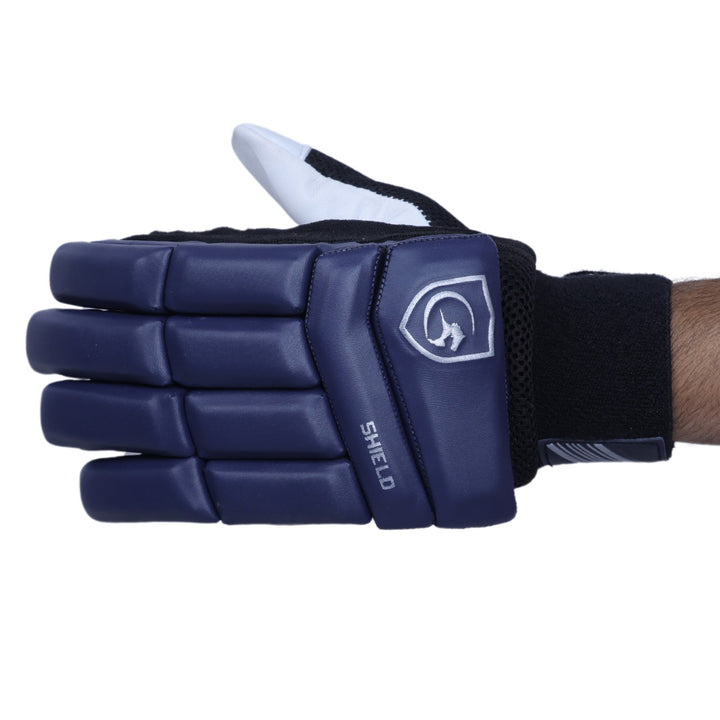 Gortonshire Shield Navy Blue Cricket Batting Gloves Mens Size@Left view