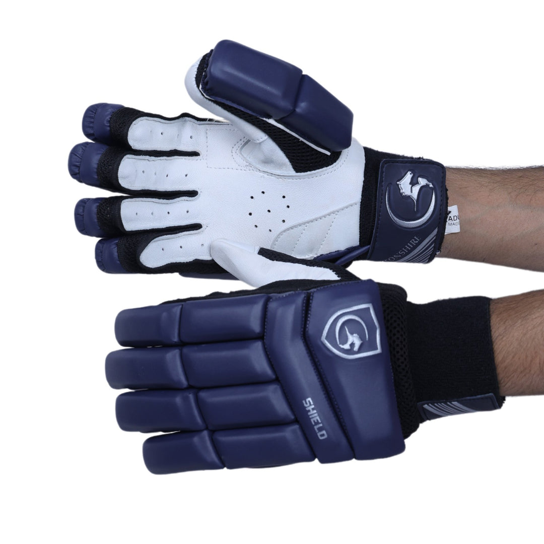 Gortonshire Shield Navy Blue Cricket Batting Gloves Mens Size@Composite View