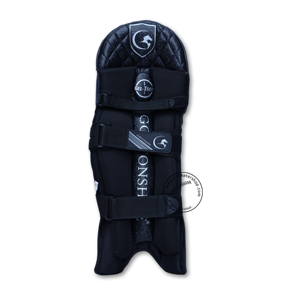 Gortonshire Armour Black Colored Cricket Batting Leg Guard Pads Mens Size @ Back View