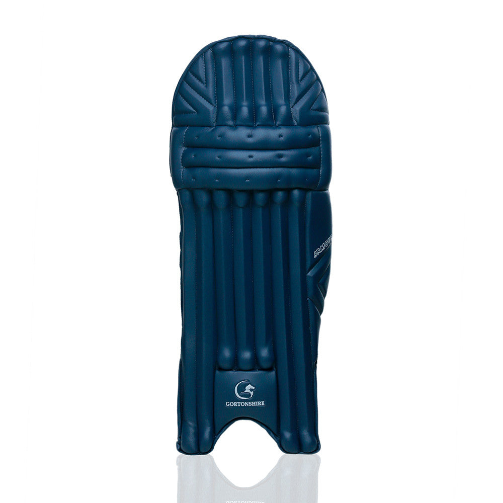 Gortonshire Armour Navy Blue Colored Cricket Batting Leg Guard Pads Mens Size @ Front View