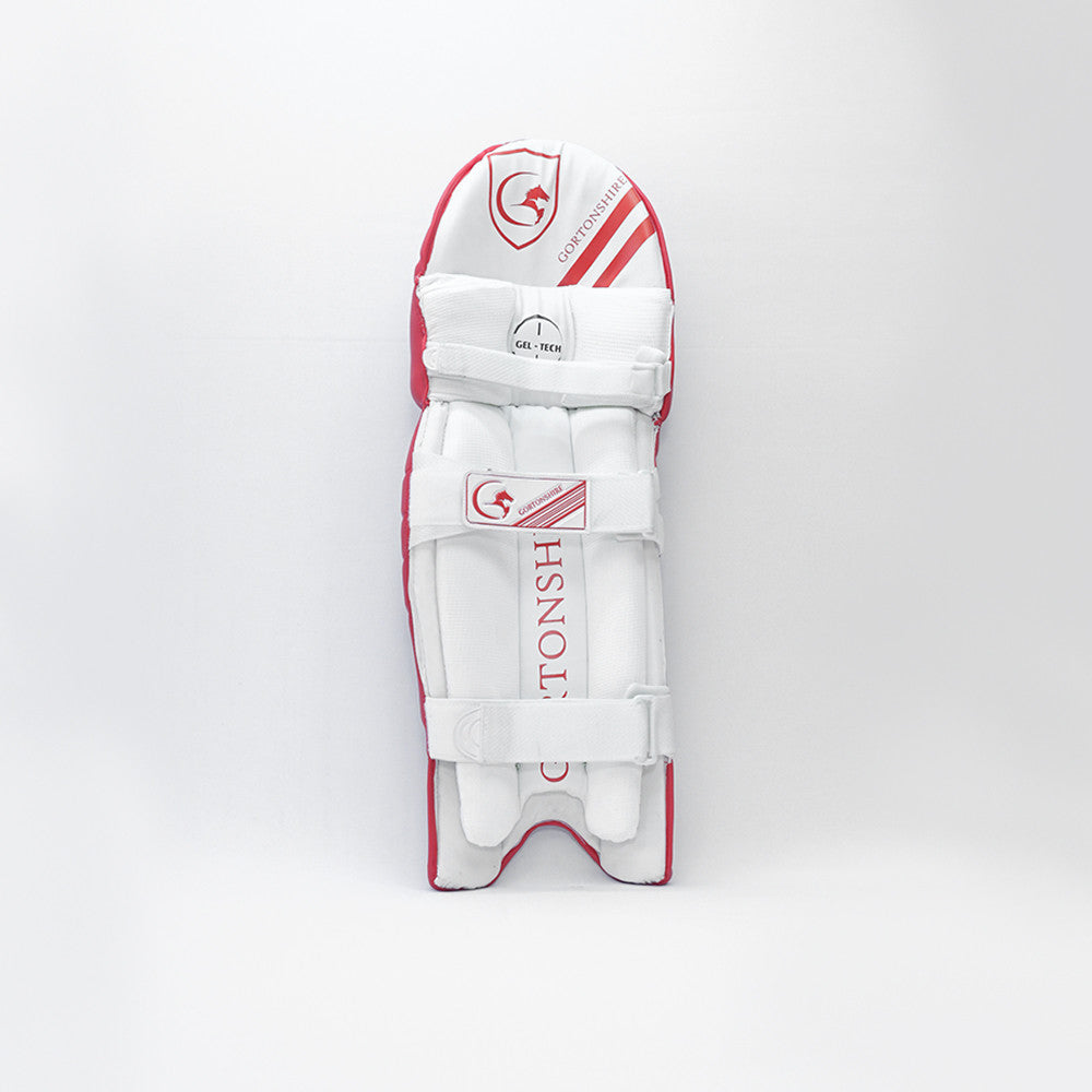 Gortonshire Armour Red Colored Cricket Batting Leg Guard Pads Mens Size @ Back View