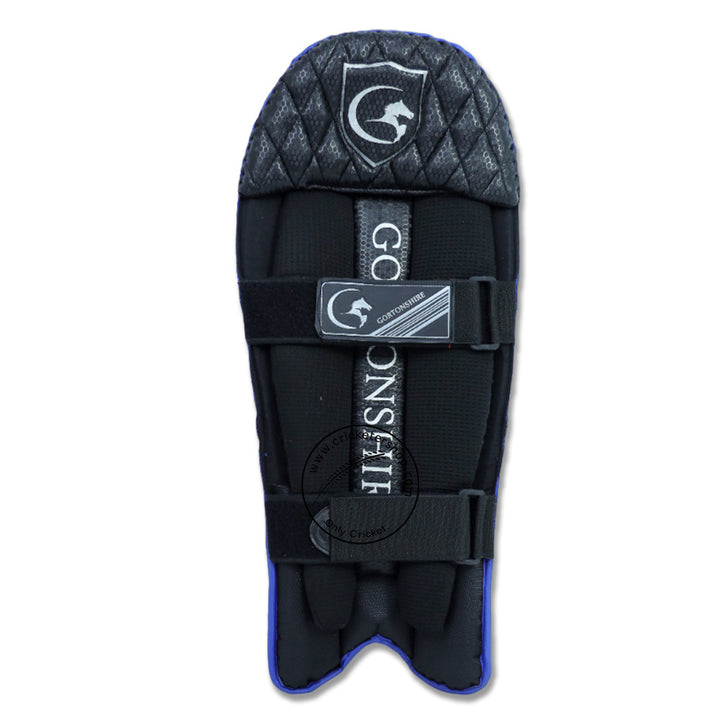 Gortonshire Armour Royal Blue Coloured Wicket Keeping Leg Guard Mens Size @ Back View