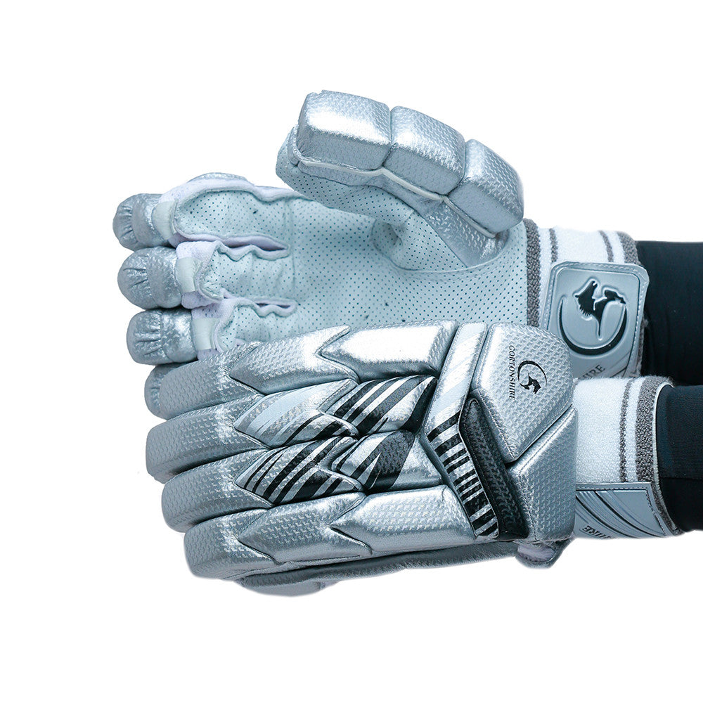 Gortonshire Armour Silver Cricket Batting Gloves Mens Size @ Composite View