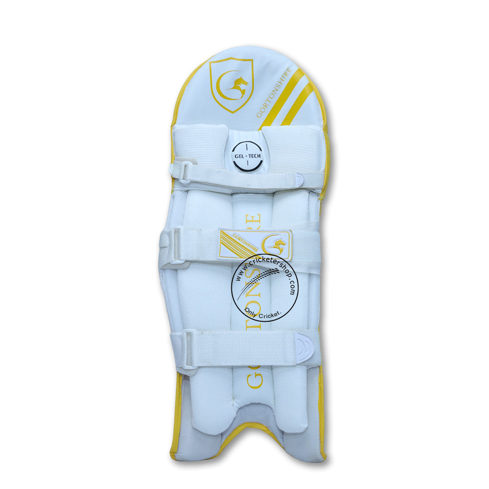 Gortonshire Armour Yellow Colored Cricket Batting Leg Guard Pads Mens Size @ Back View