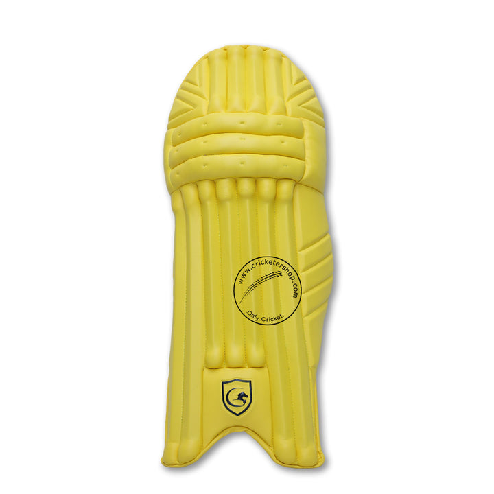 Gortonshire Armour Yellow Colored Cricket Batting Leg Guard Pads Mens Size @ Front View