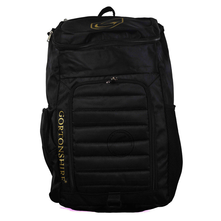 Gortonshire Backpak Cricket Bag Black @ Front View