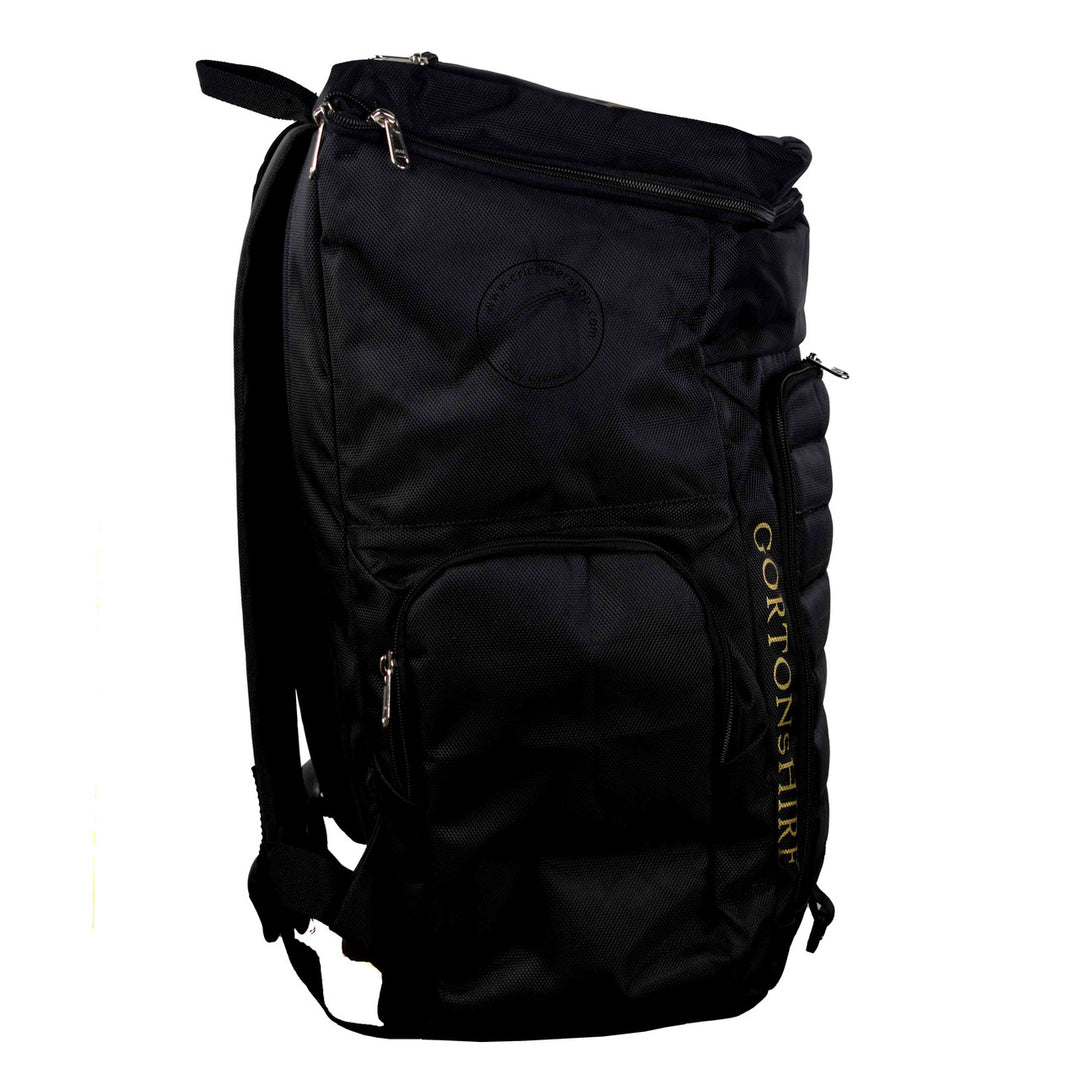 Gortonshire Backpak Cricket Bag Black @ Side View 2