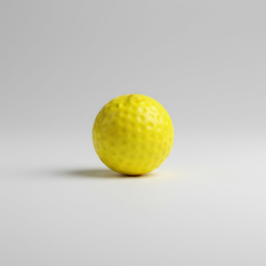 Gortonshire Big Dot Machine Cricket Ball Yellow@front view1