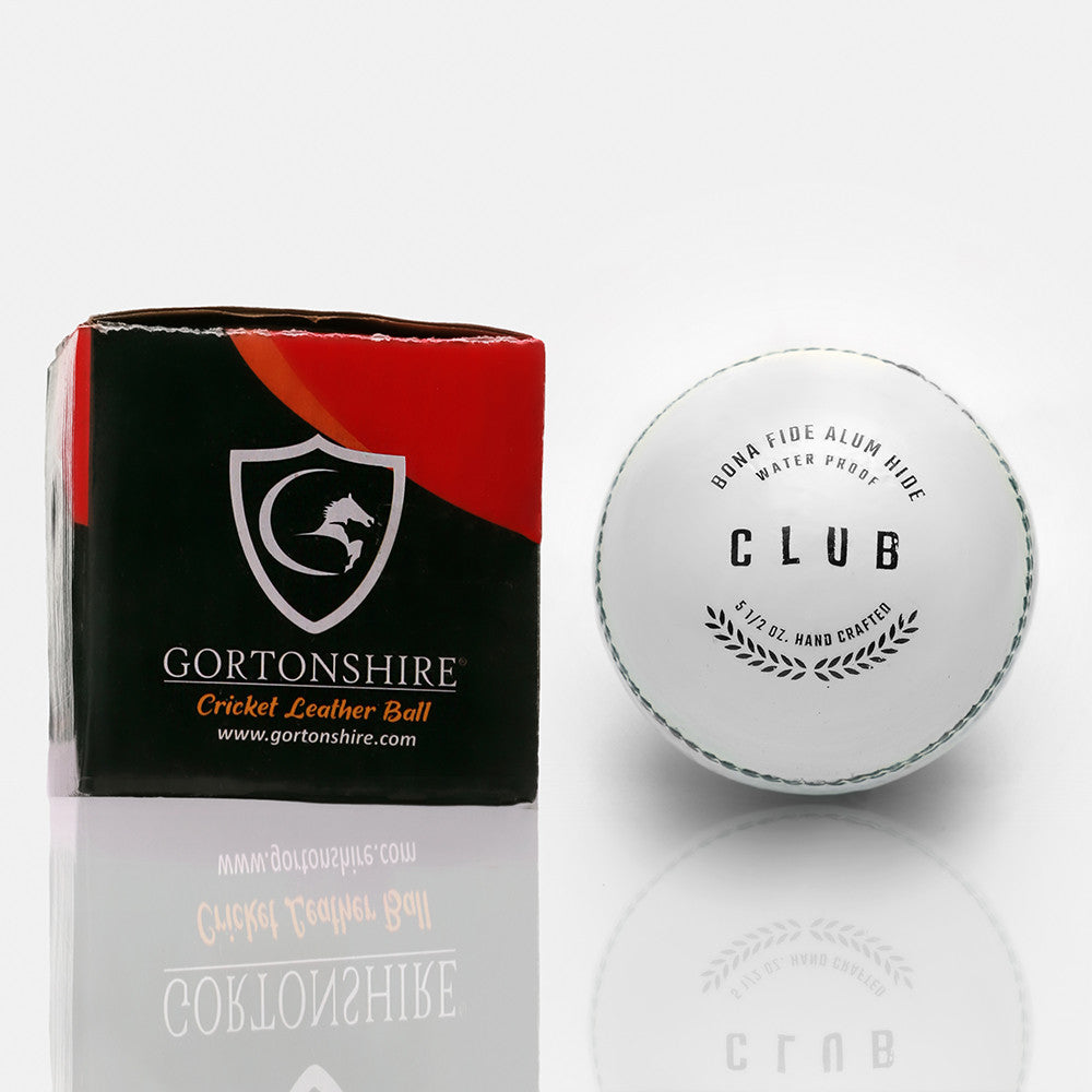 Gortonshire Club Cricket Ball White @ Front 1 View