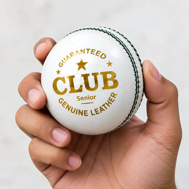 Gortonshire Club Leather Cricket 4PC Ball White @ Hand View