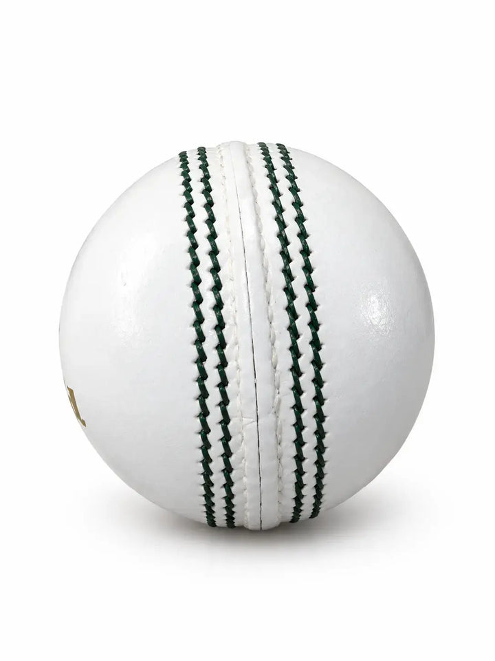 Gortonshire Club Leather Cricket 4PC Ball White @ Seam View 3