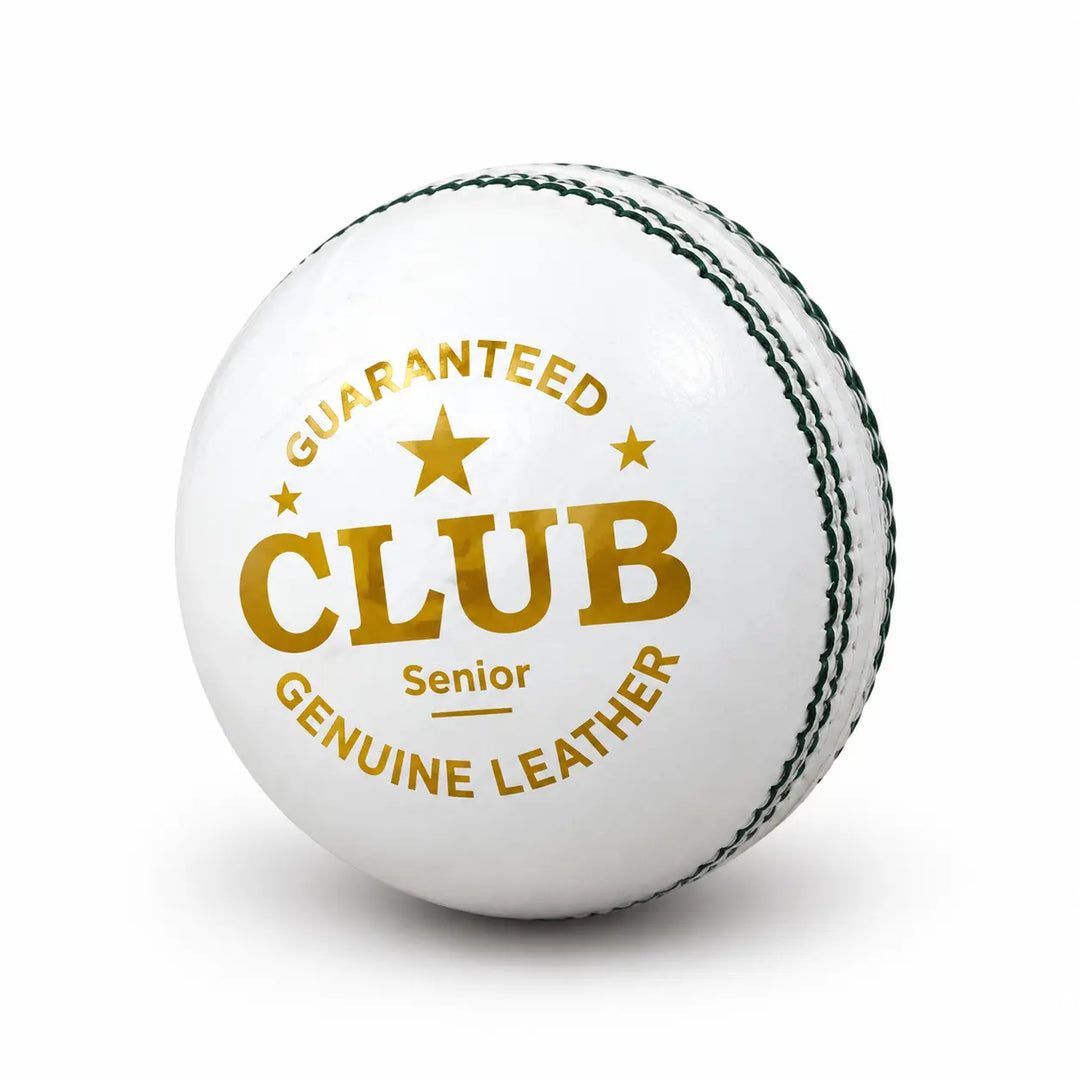 Gortonshire Club Leather Cricket 4PC Ball White @ Side View