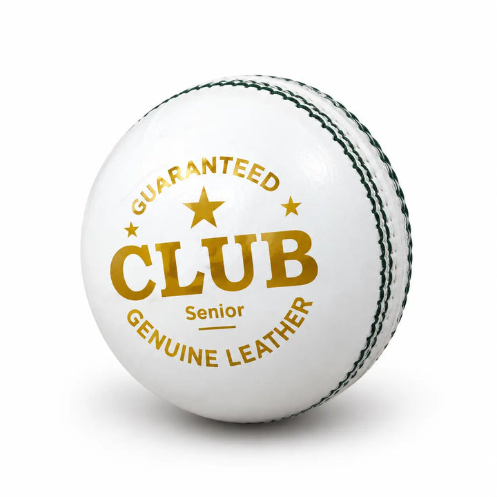 Gortonshire Club Leather Cricket 4PC Ball White @ Side View