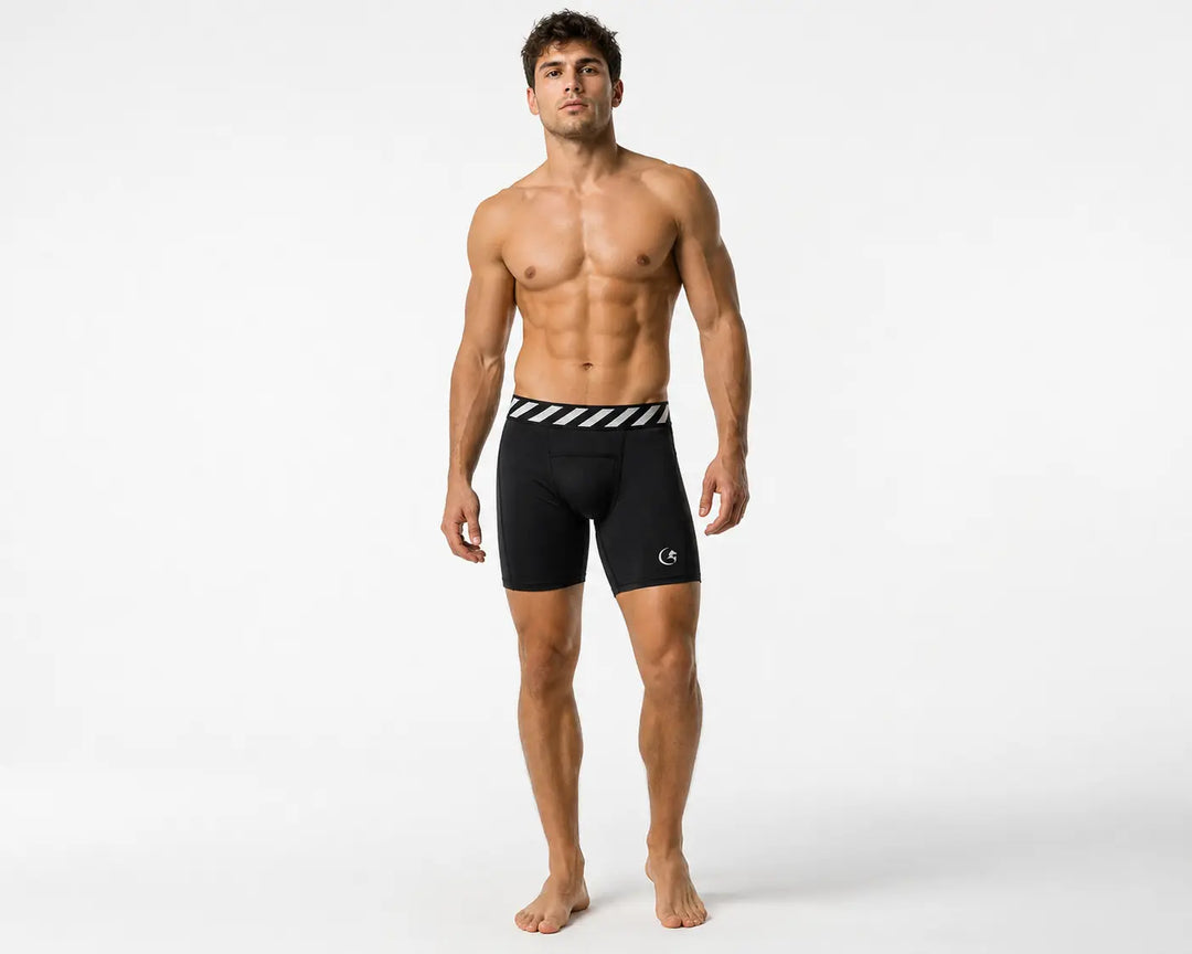 Gortonshire Compression Cricket Shorts Colour Black @ Front View 3