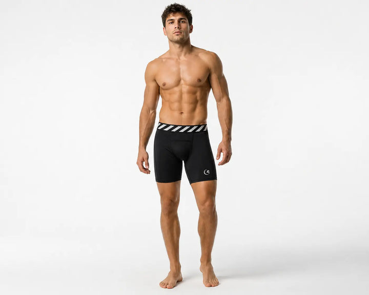 Gortonshire Compression Cricket Shorts Colour Black @ Front View 3