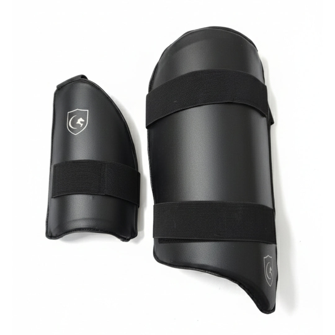 Gortonshire Cricket Batting Combo Thigh Guard Black Size@front view