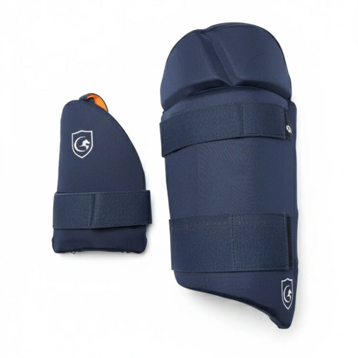 Gortonshire Cricket Batting Combo Thigh Guard Navy Blue @ Front View