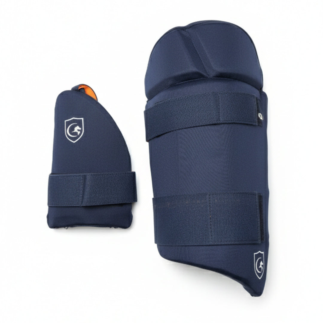 Gortonshire Cricket Batting Combo Thigh Guard Navy Blue Size@front view
